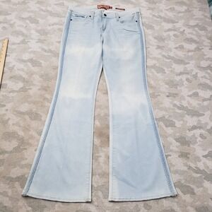 Lucky Legend Flare Jeans Womens 14/32 Blue Braided Trim Denim Retro Light Wash